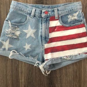 Custom made high waisted flag shorts